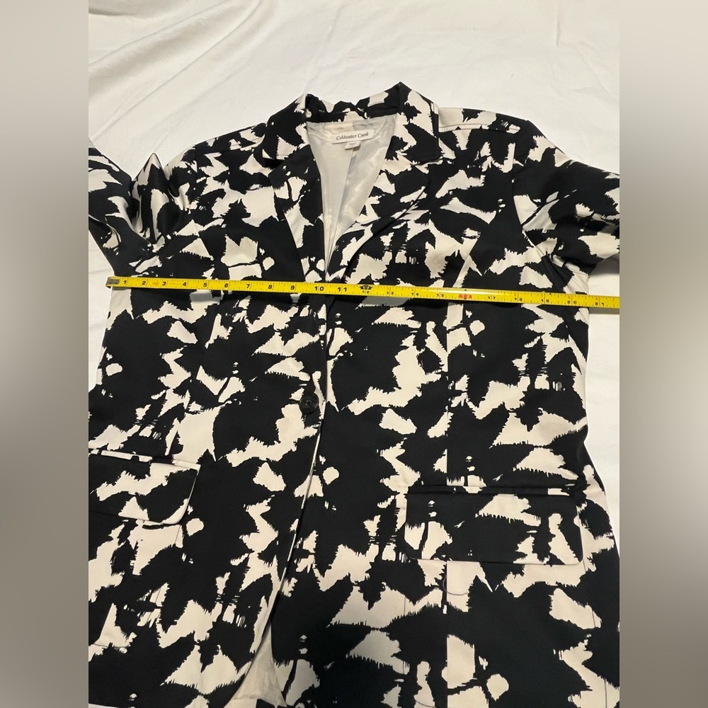 Coldwater Creek Women’s Black & White LS One Button Abstract Blazer Size 14 - Picture 8 of 16